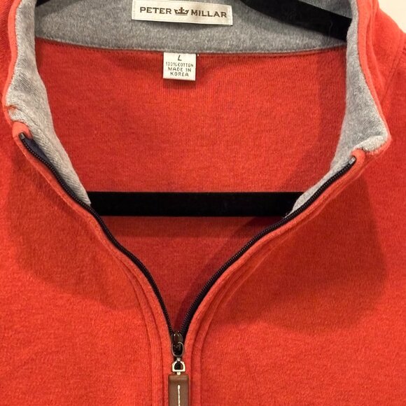 Peter Millar Large (L) Orange Quarter Zip Sweater Pullover - Picture 4 of 4